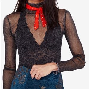 Free People Pop It Metallic Top